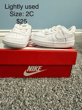 Nike White Kids Leather Sneakers